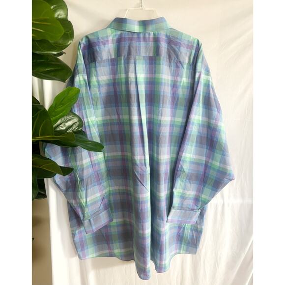 Stafford Purple/Blue Pastel Plaid Button-Down Mens Size 3XL BIG - Picture 5 of 5